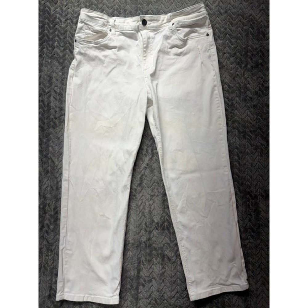 KUT from the Kloth Elizabeth White High Rise Crop Straight Leg Jeans Womens 0551